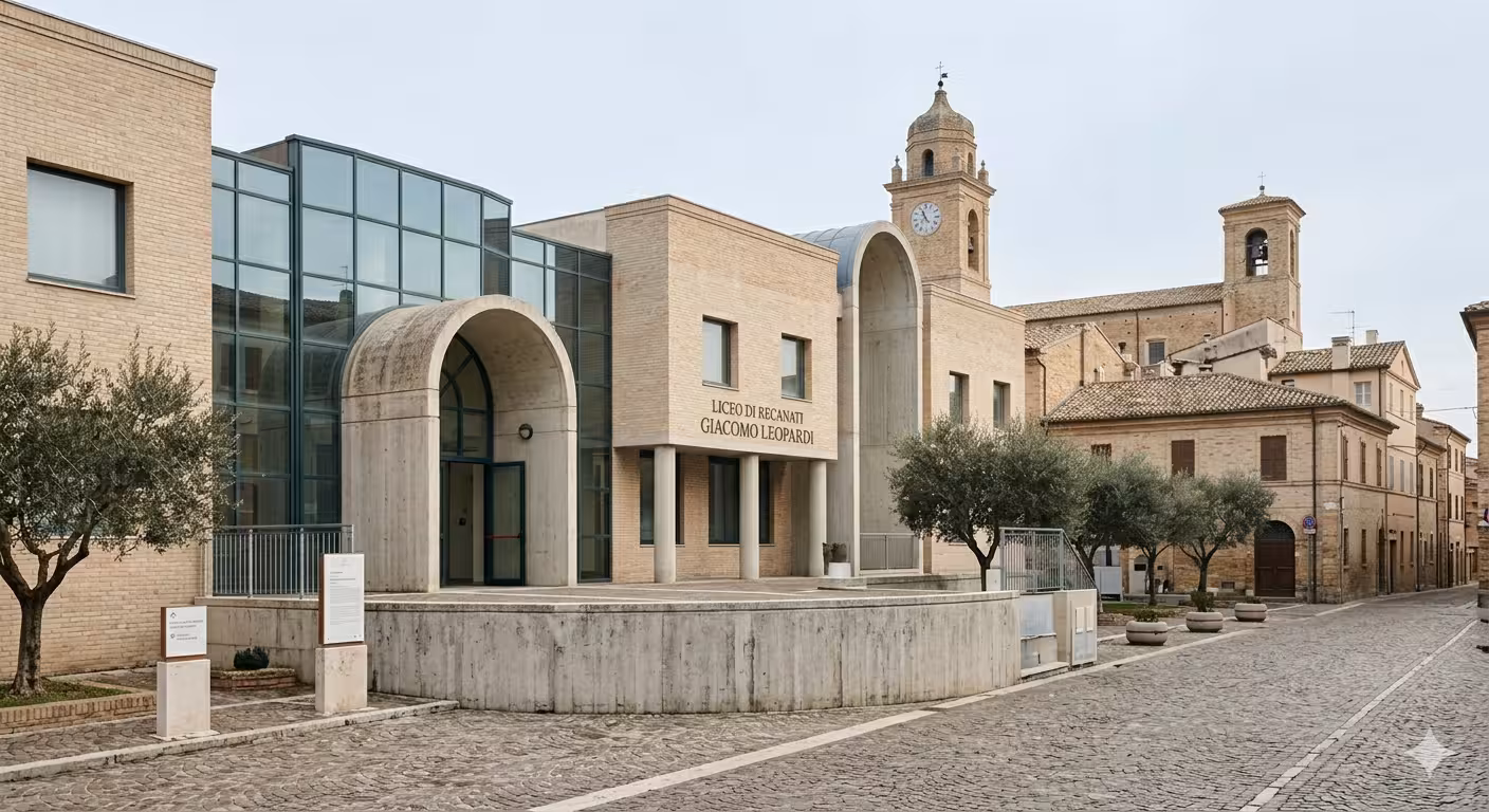 Aurora per le Marche sul Liceo Leopardi di Recanati